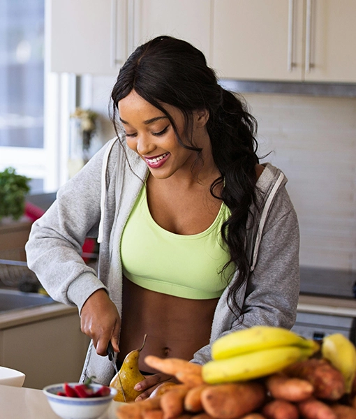 Young lady preparing a healthy snack