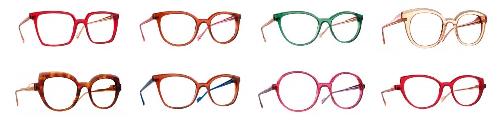Rows of colourful spectacle frames