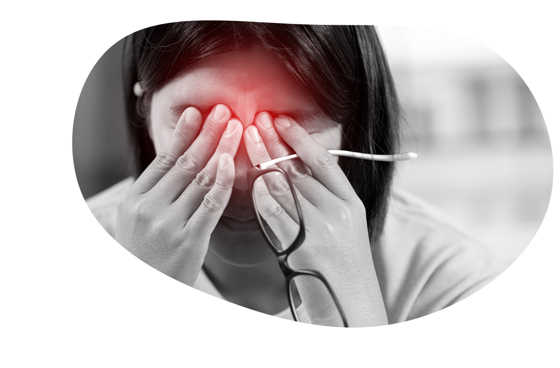 Lady with sore dry eyes